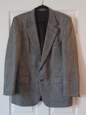 EUC Vintage Burberrys Black & White Tweed 100% Wool Blazer Size 42